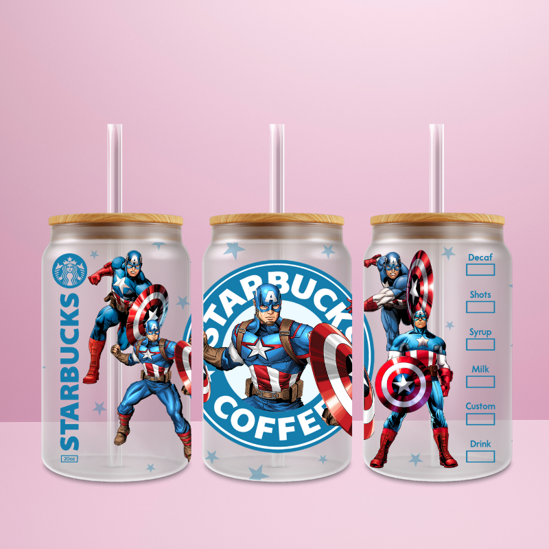 Captain America Starbucks - Verre givré avec couvercle