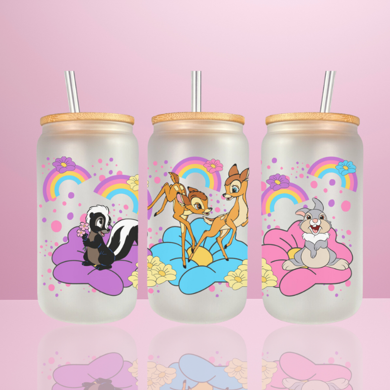 Bambi Arc en ciel - Verre givré avec couvercle