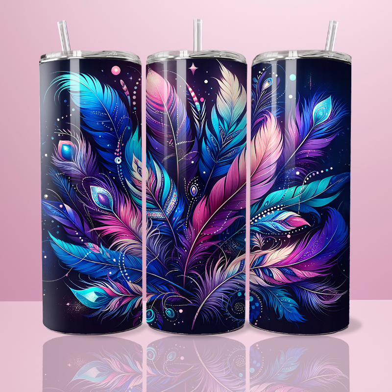 feather pink x blue - Thermos 590ml