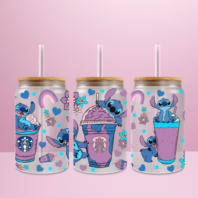 Stitch Milkshake - Verre givré avec couvercle
