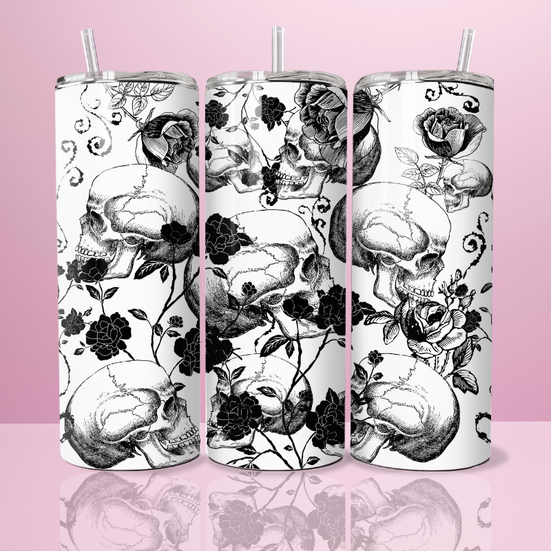 black x white skull - Thermos 590ml