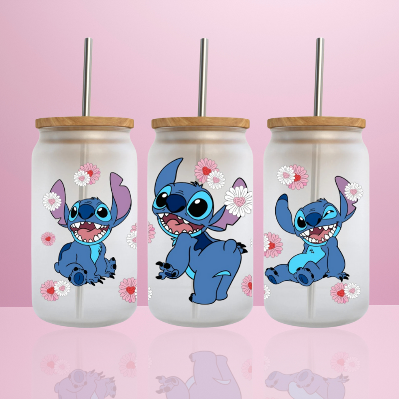 Stitch - Verre givré avec couvercle