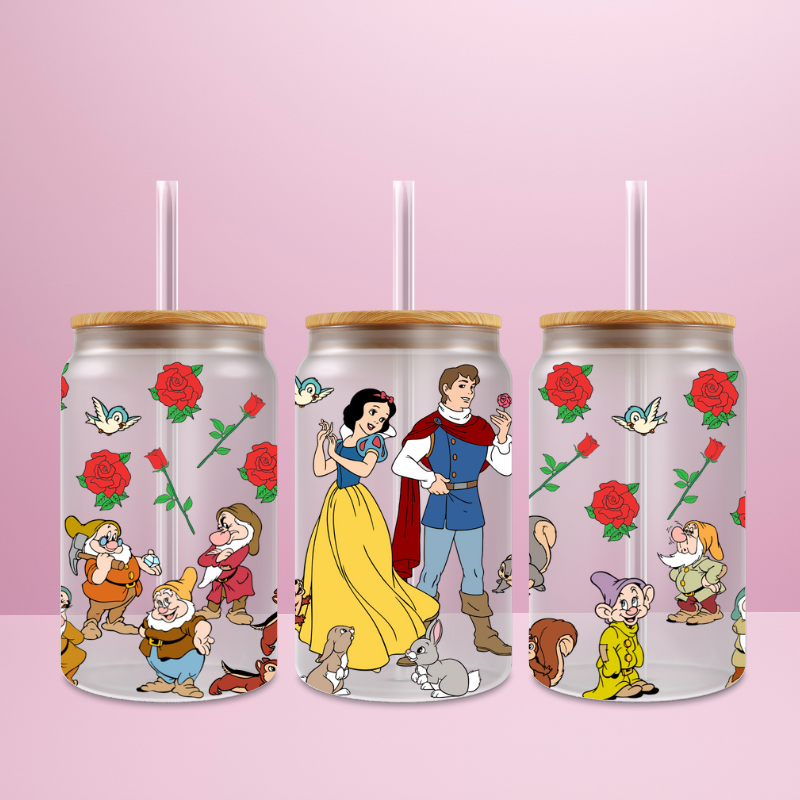 Blanche Neige - Verre givré avec couvercle