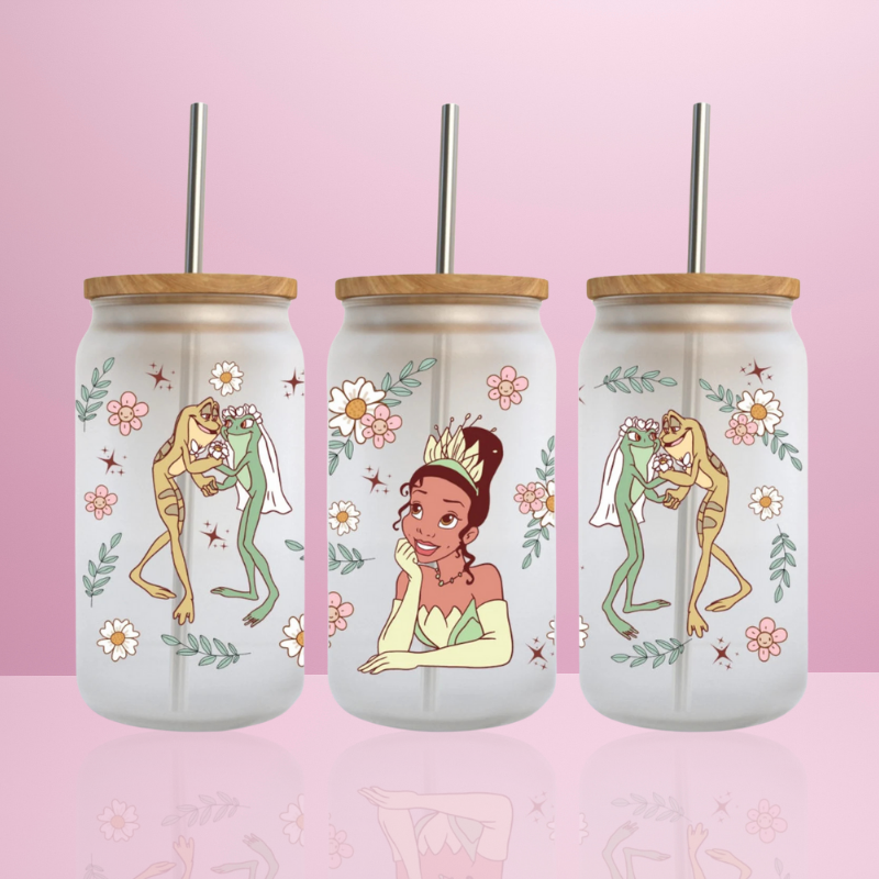 La princesse et la grenouille - Verre givré avec couvercle