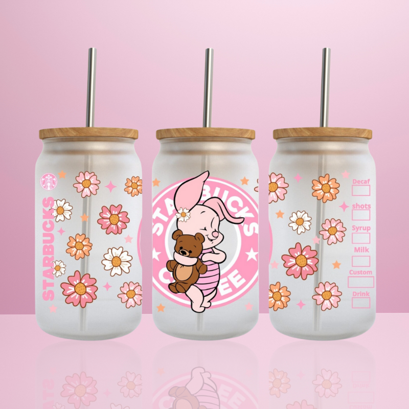 Porcinet Starbucks - Verre givré avec couvercle