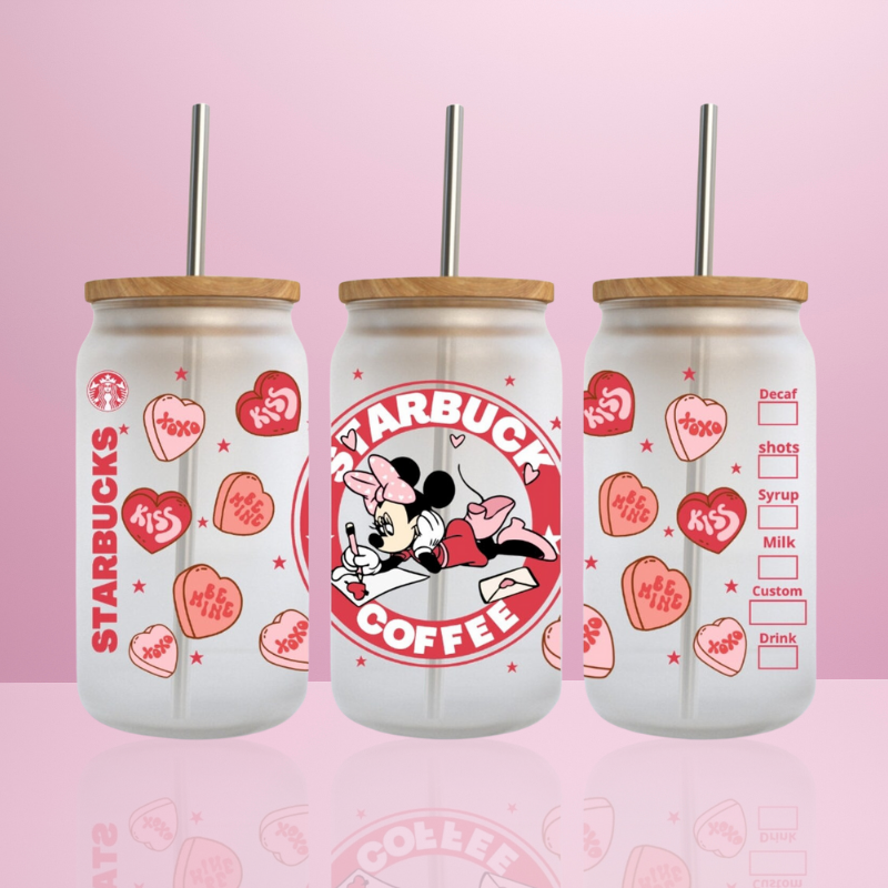 Minnie Love Starbucks - Verre givré avec couvercle