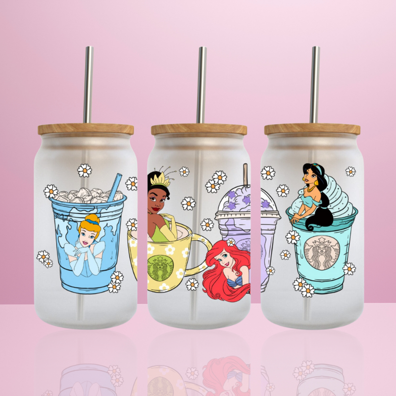 Princess Starbucks Coffee - Verre givré avec couvercle