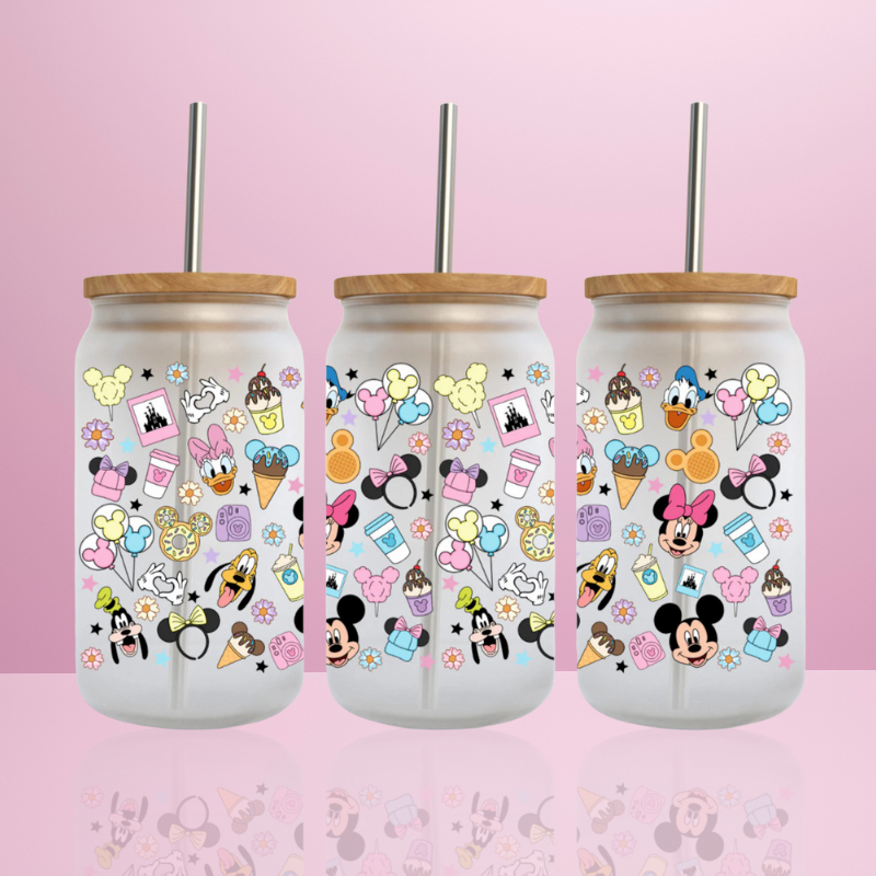 Mickey & cie disneyland - Verre givré avec couvercle