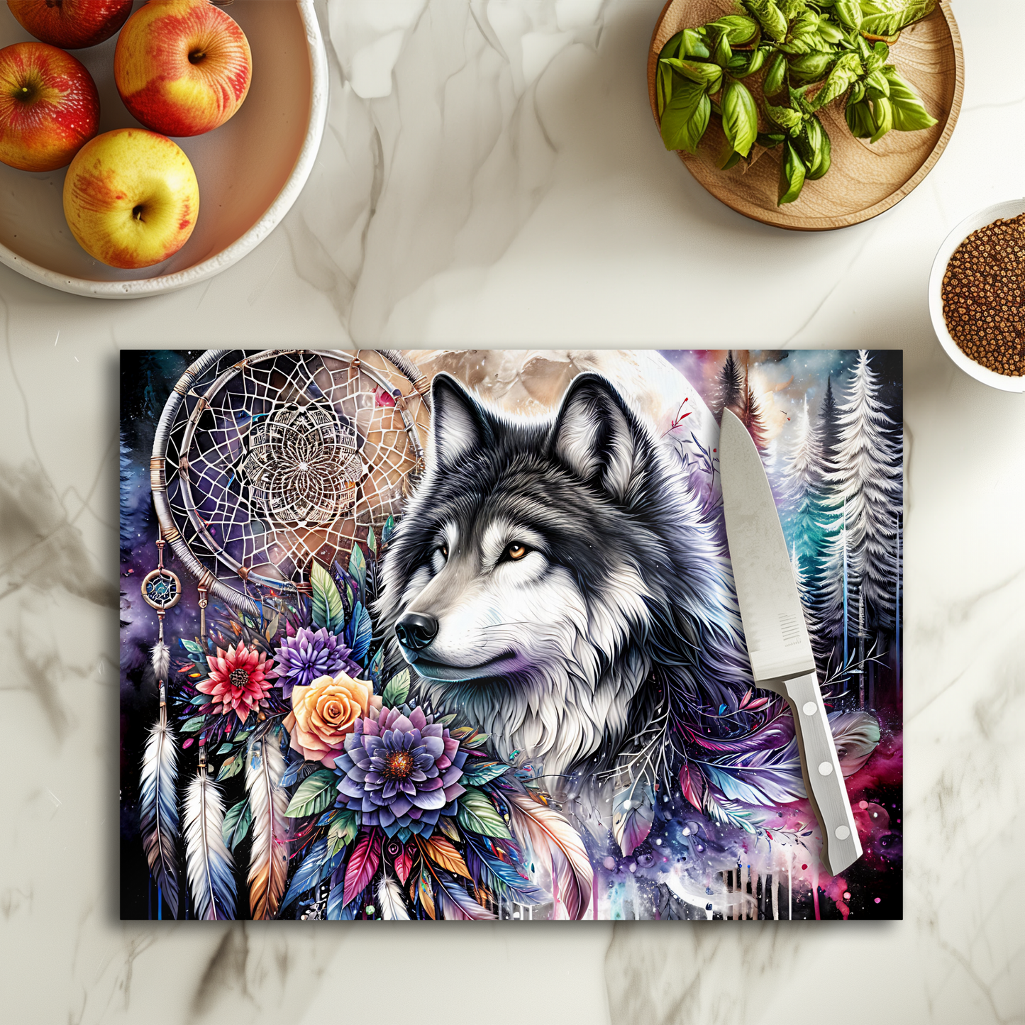 Wolf dream catcher - Planche à découper