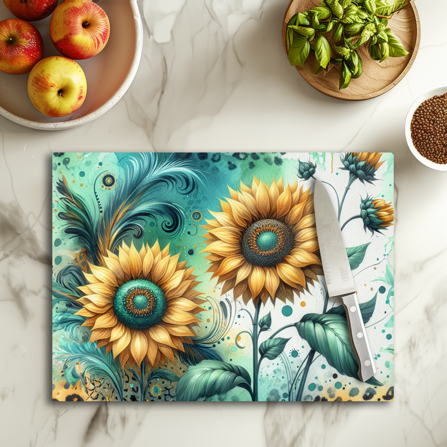 Tournesol leopard - Planche à découper