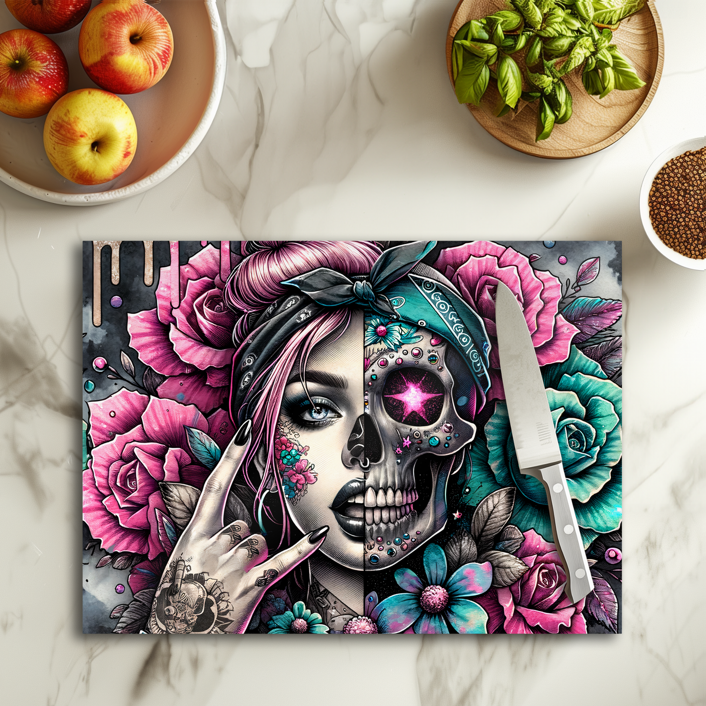 Skull pin-up - Planche à découper