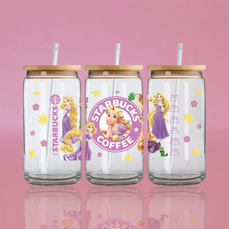 Rapunzel Starbucks - Glass with lid