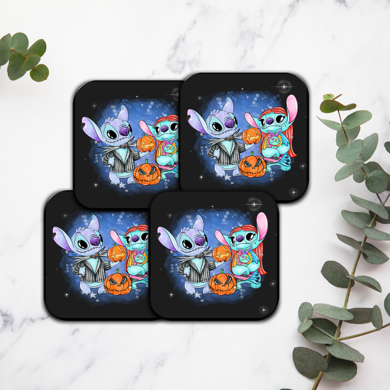 Stitch x Angel Halloween - Lot de 4 dessous de verres