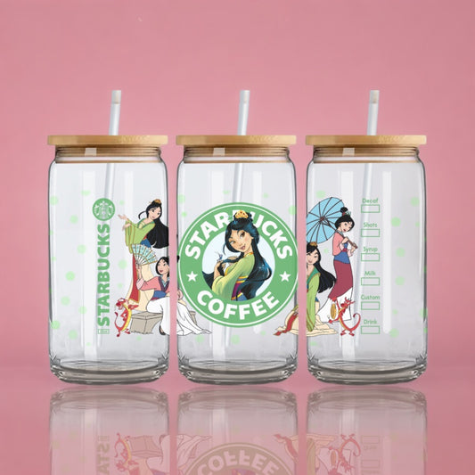 Mulan Starbucks - Glass with lid