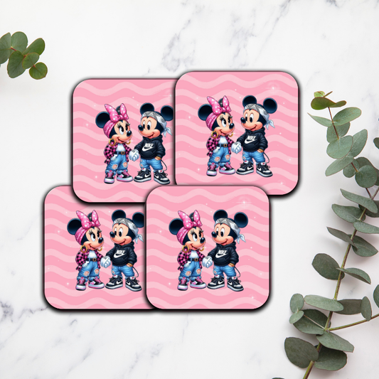 Mickey x Minnie - Lot de 4 dessous de verres