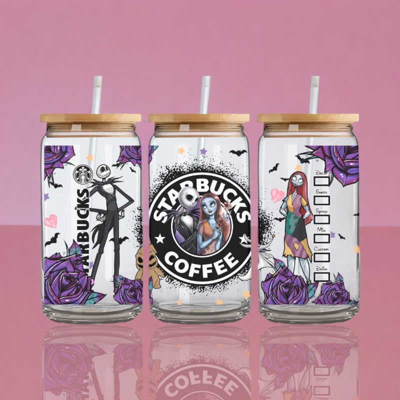 Jack x Sally Starbucks - Glass with lid