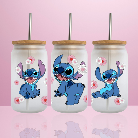 Stitch - Verre givré avec couvercle