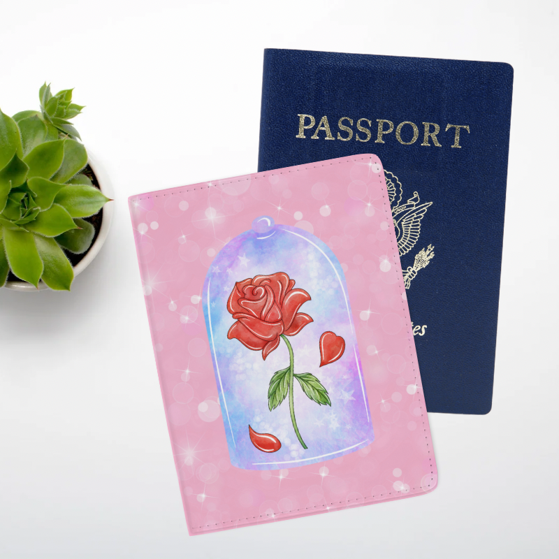 Rose Éternel - Protège passeport/cartes