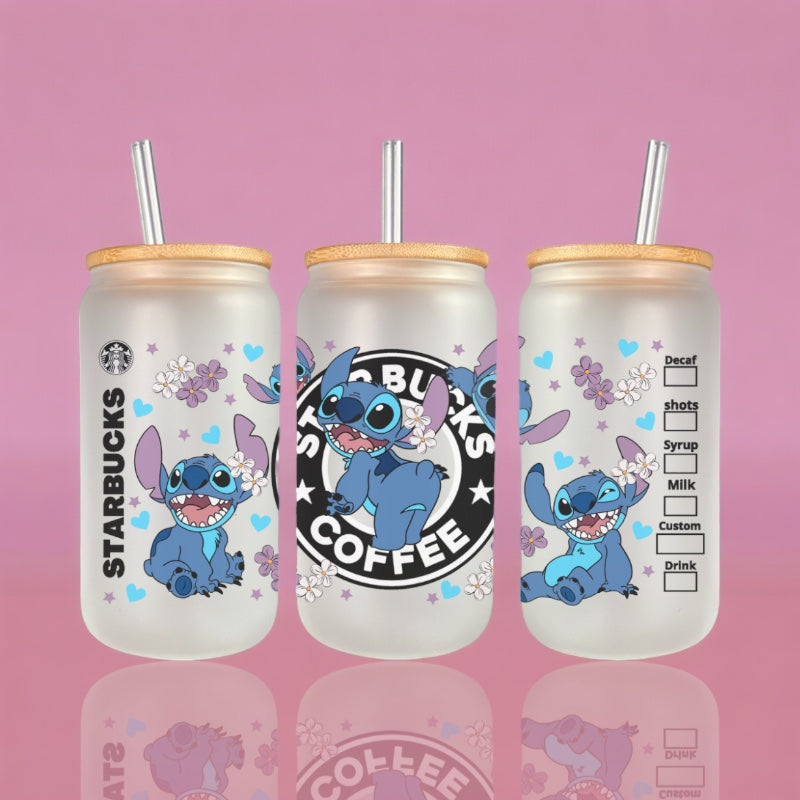 Stitch Starbucks - Verre avec couvercle