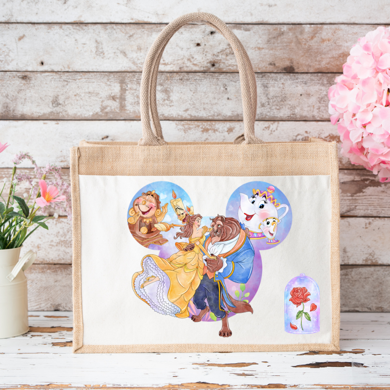 Beauty & the Beast - Sac en toile de jute