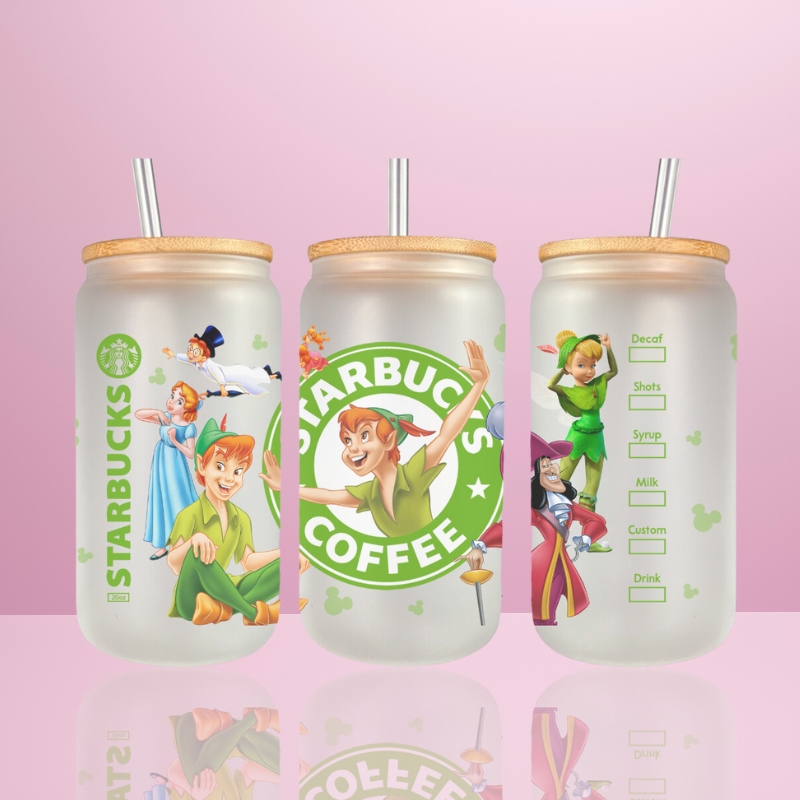 Peter Pan Starbucks - Glass with lid