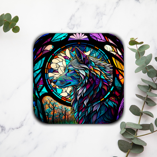 Loup vitrail - Dessous de verre