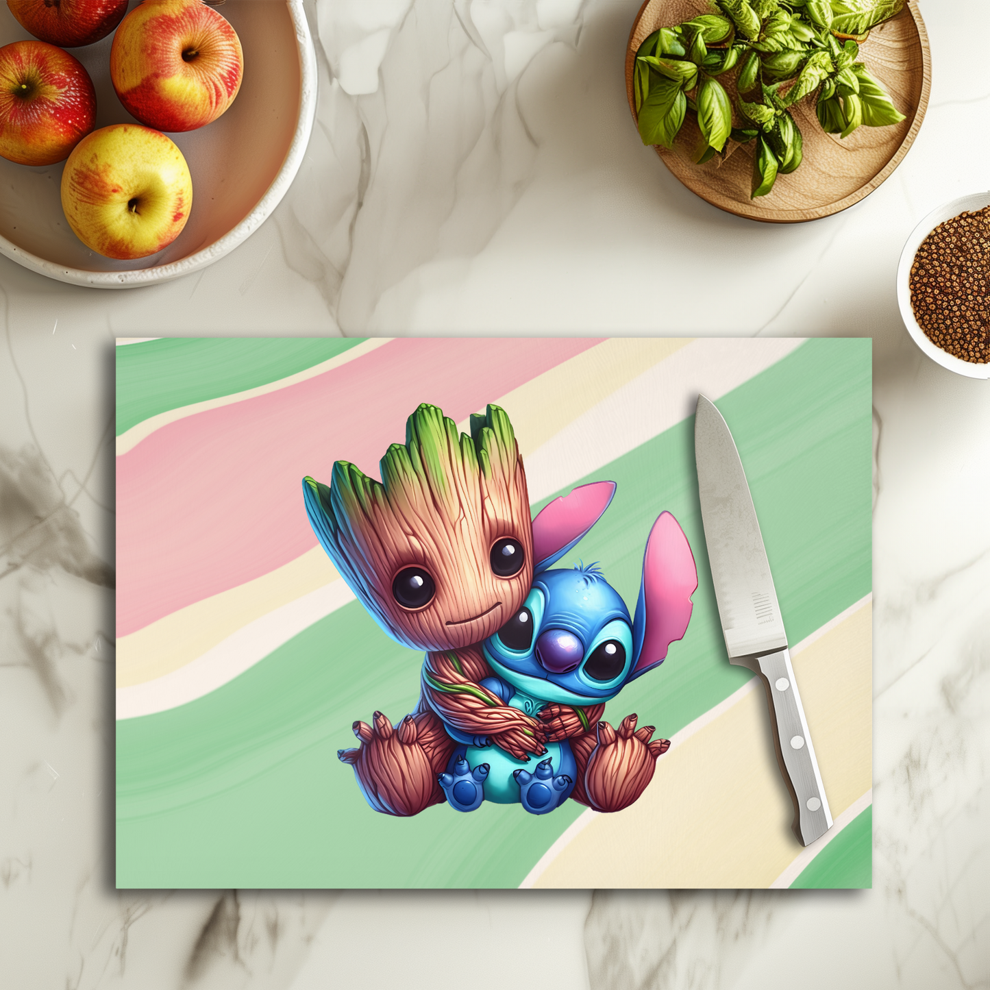 Groot x Stitch - Planche à découper en verre