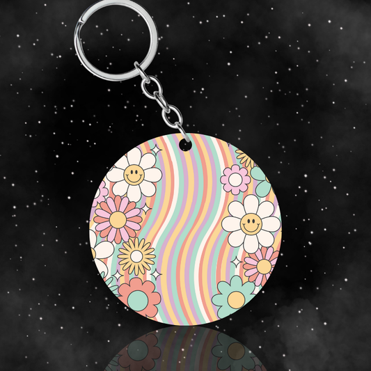 Retro flower pastel - Porte clés