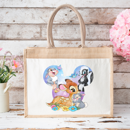 Bambi Family- Sac en toile de jute